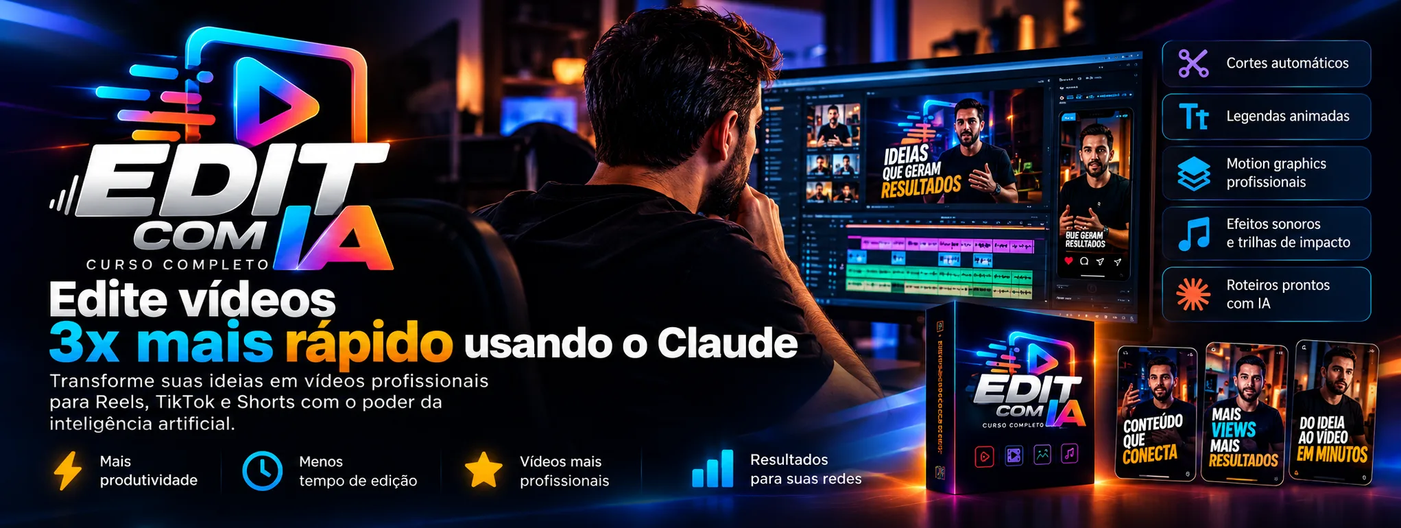 Editor usando o Claude para editar vídeos para redes sociais